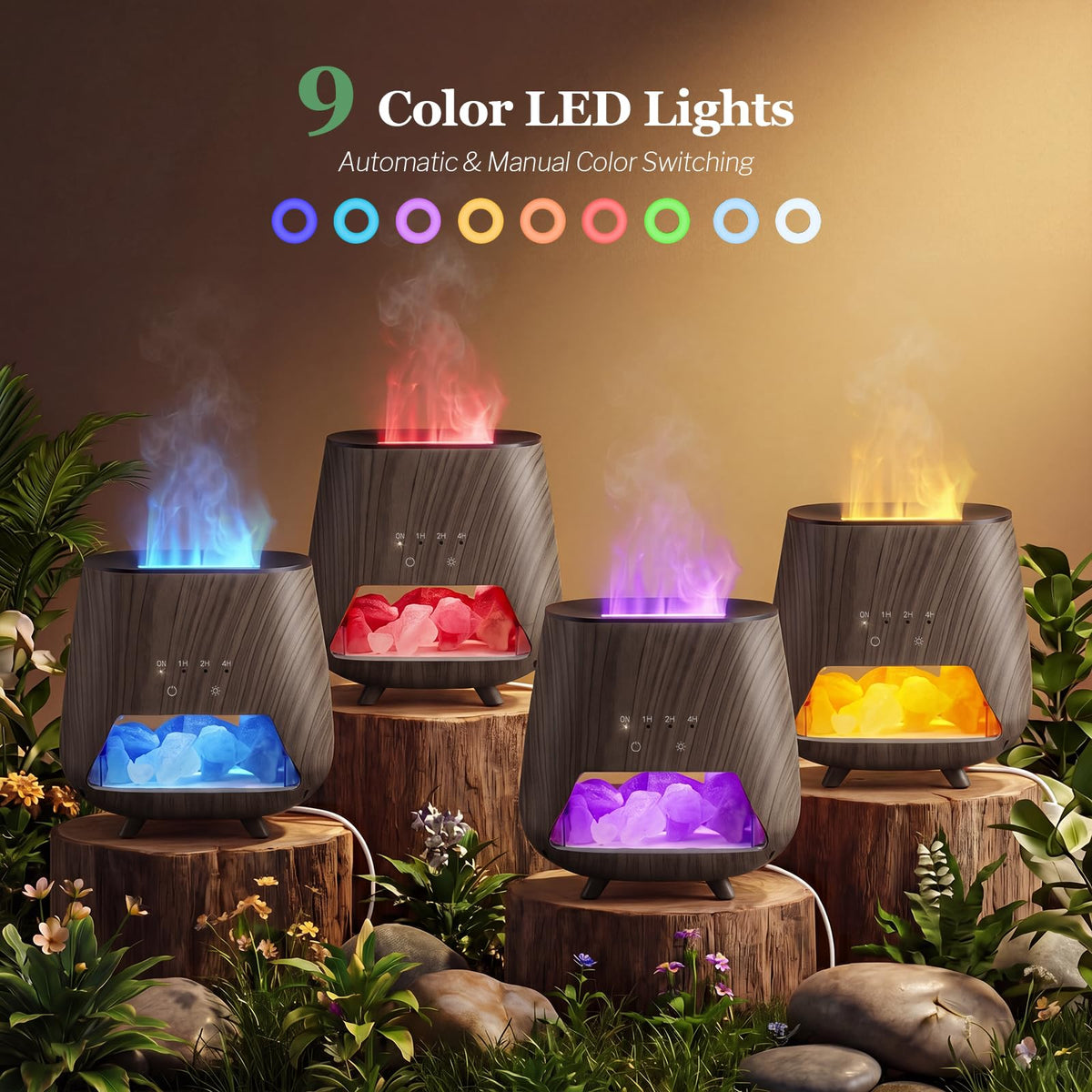 Essential Oil Diffuser : 4-in-1 Himalayan Salt Lamp(Black)