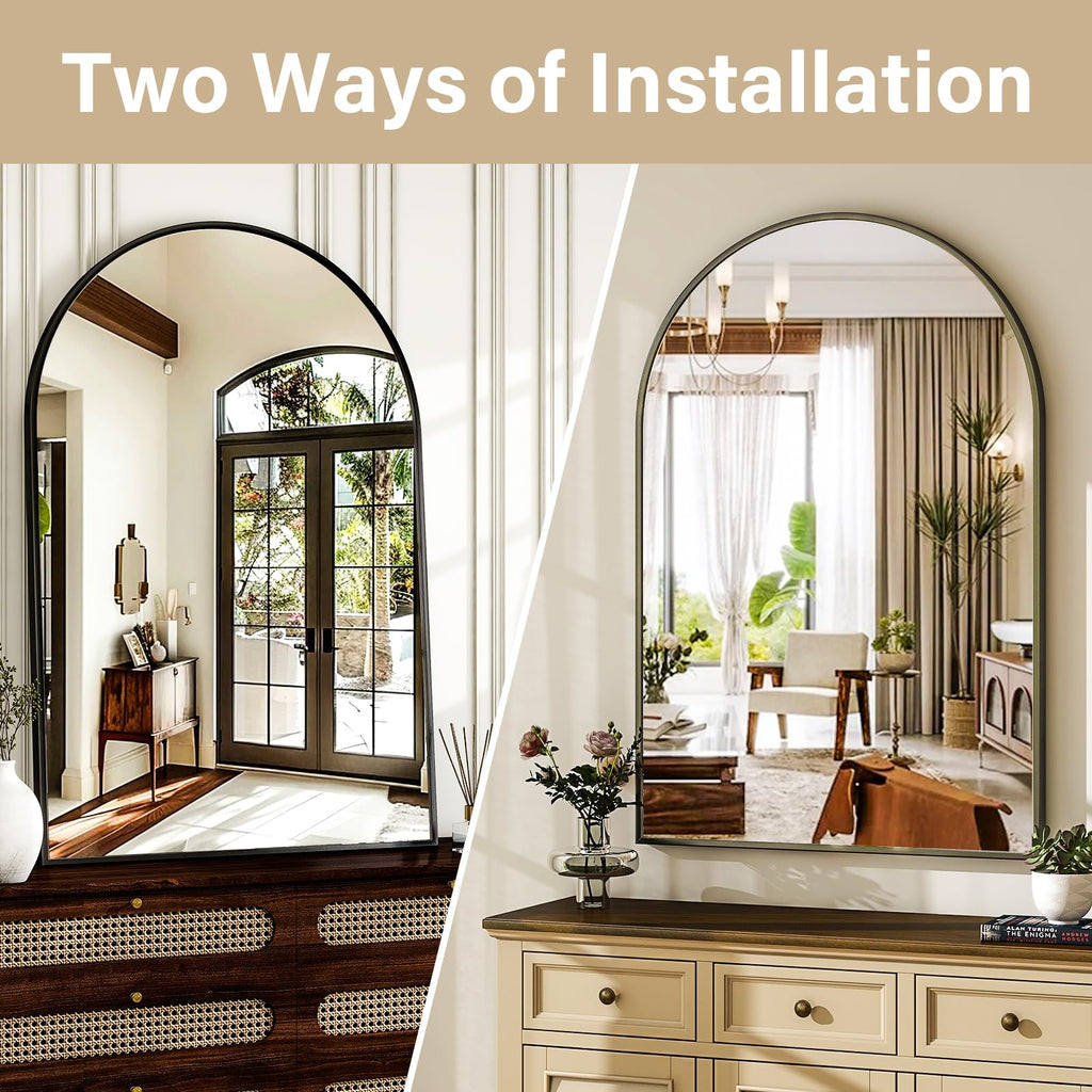 Arched Wall Mirror 30"x40" Black Arch Bathroom Vanity Mirror