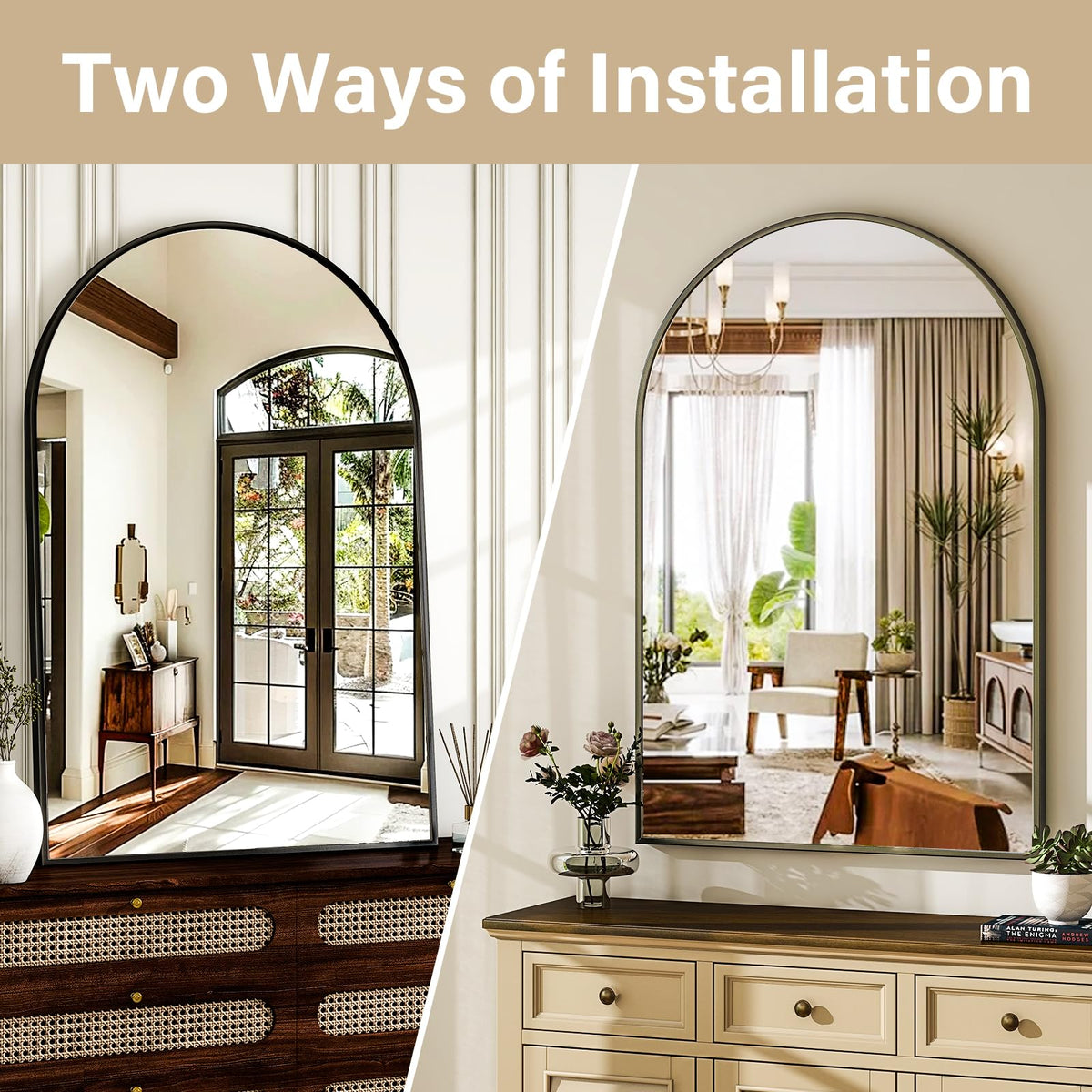 Arched Wall Mirror 30"x40" Black Arch Bathroom Vanity Mirror