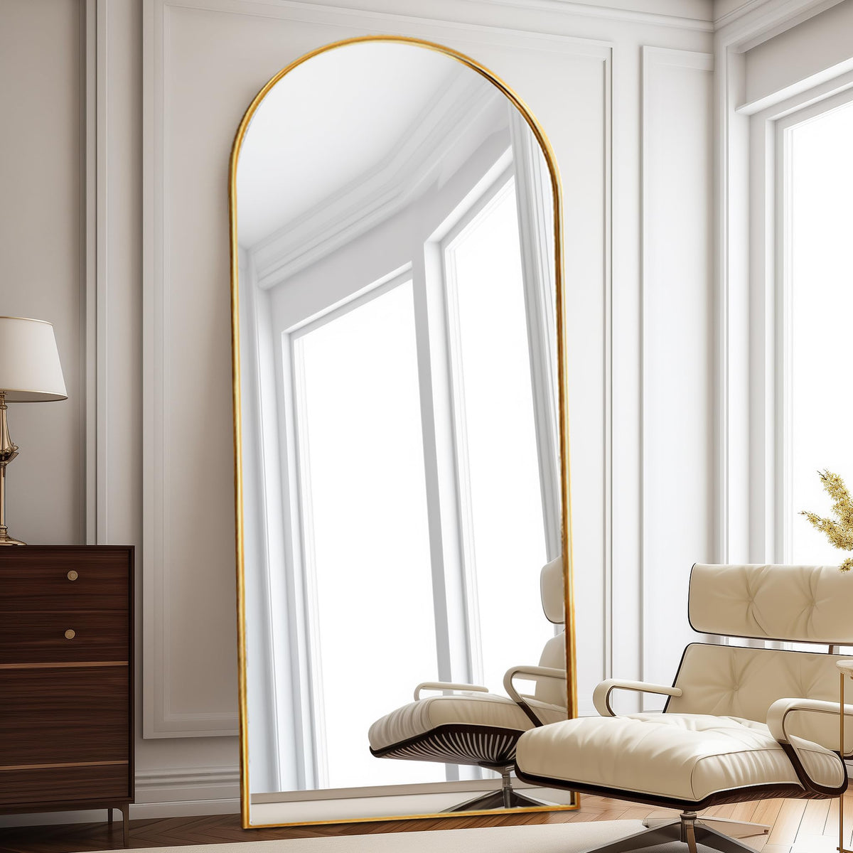 Arch Full Length Mirror, 76"x34" Standing Floor Body Mirror (Gold)