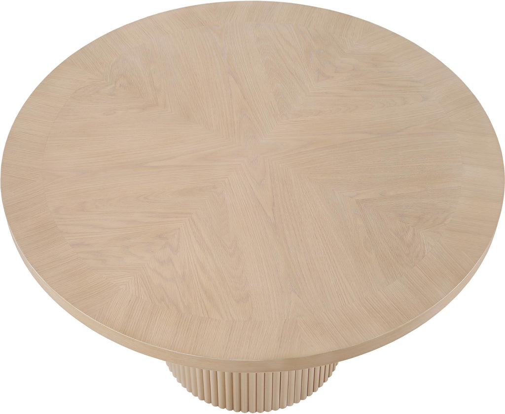 728Oak-T Belinda Collection Mid-Century Modern Dining Table, Solid Wood Base, Natural Finish Oak Wood Veneer MDF Top