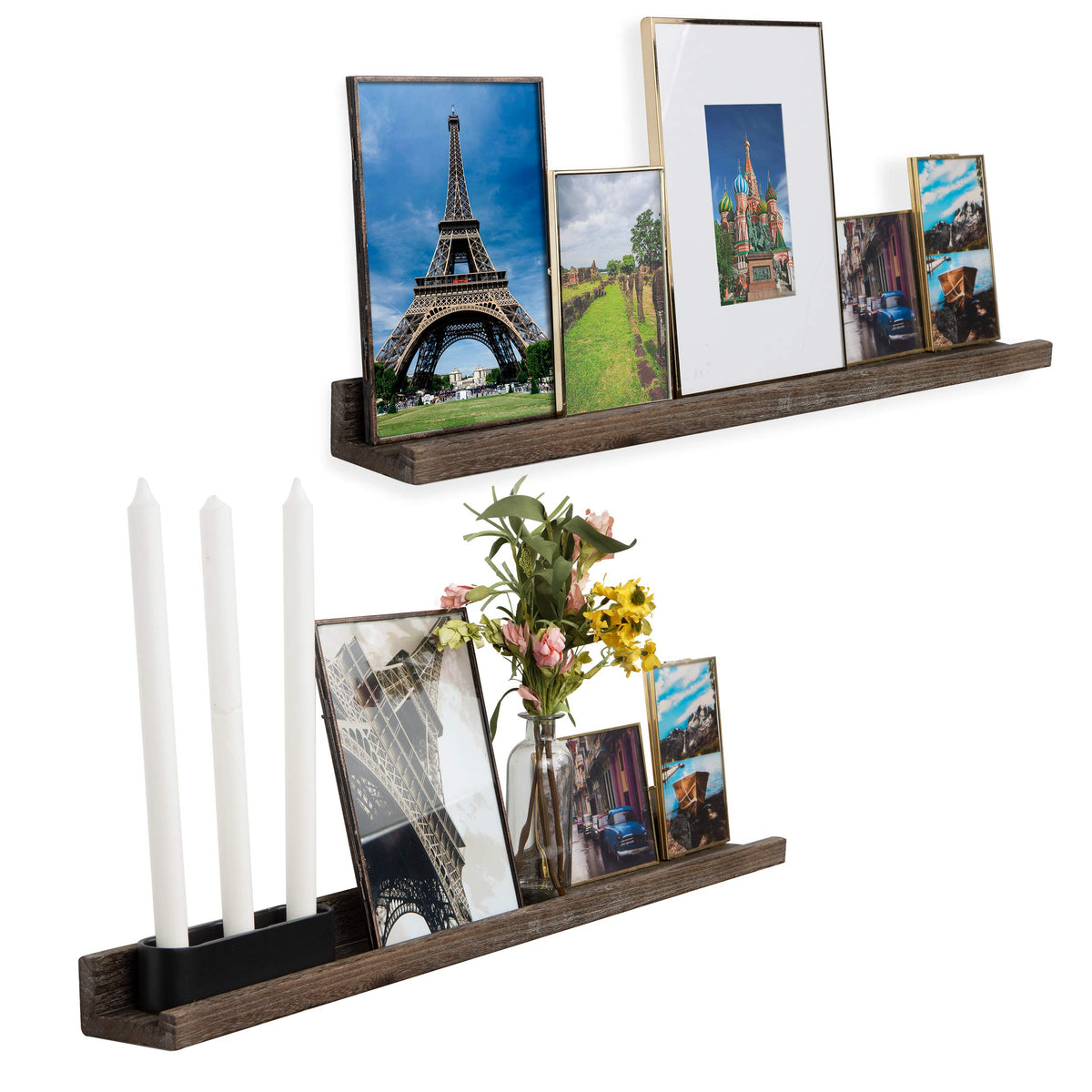 Ted 36" Wall Mount Narrow Wood Picture Ledge Shelf Photo Frame Display - Floating Shelves Office Kitchen Bedroom