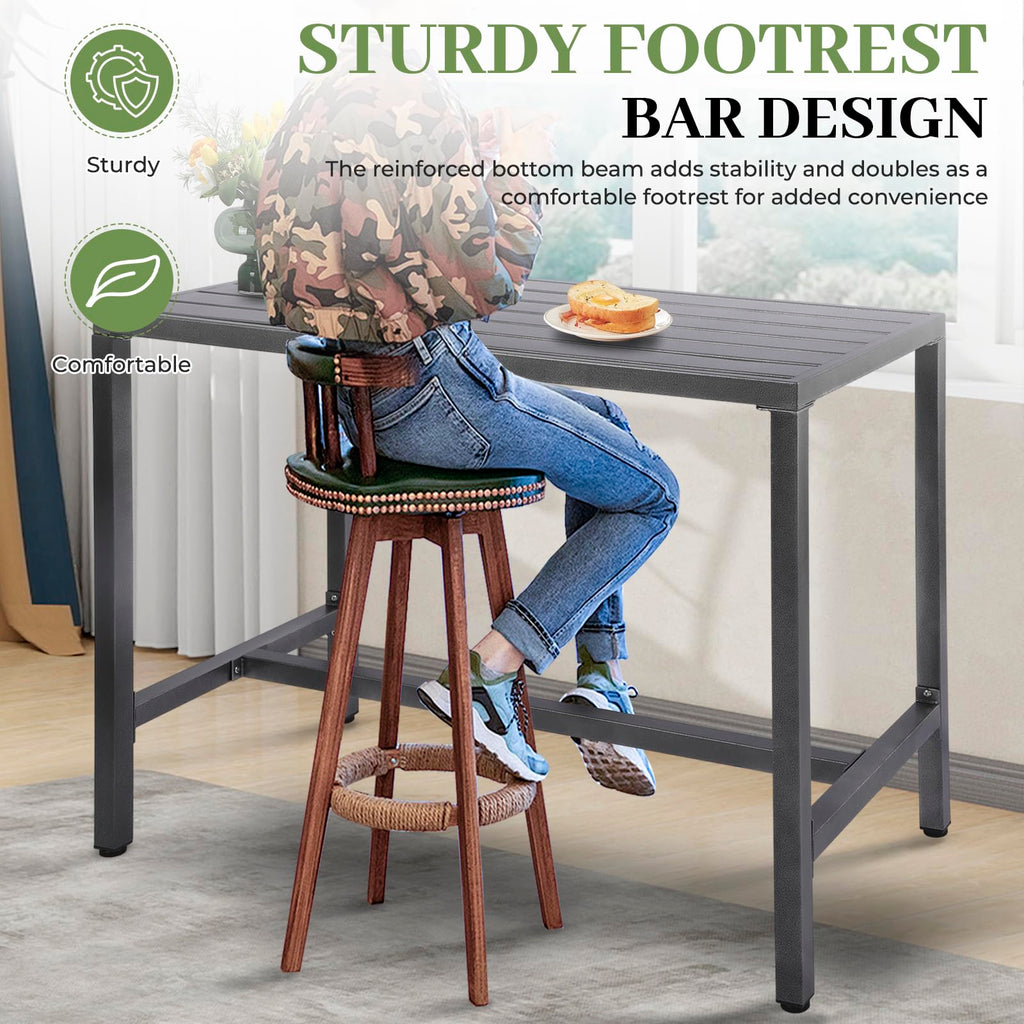 Outdoor Patio Counter Height Bar Table, 47" Rectangle, Garden, Yard, Balcony, Poolside