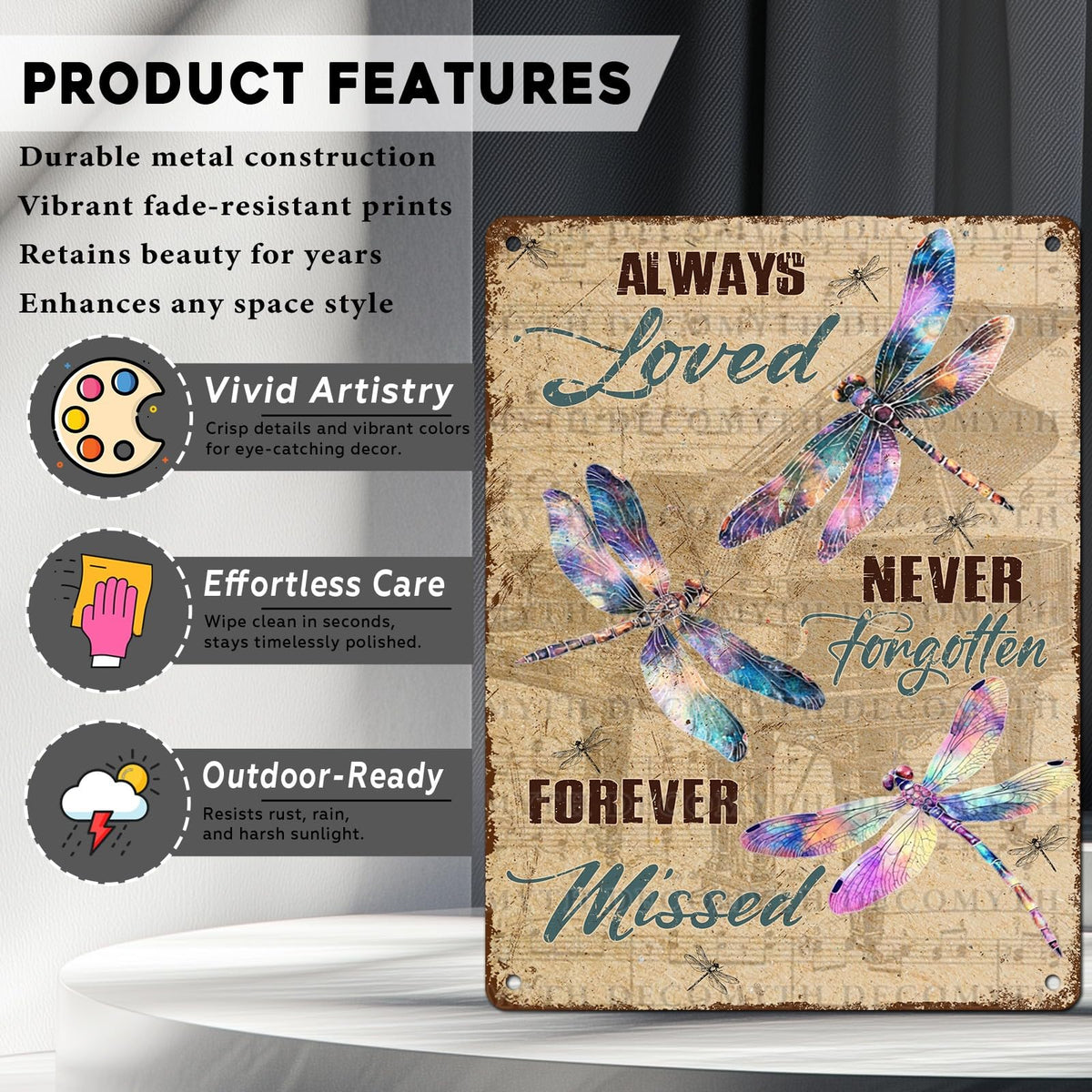 Dragonfly Decor Always Loved Never Forgotten Forever Missed Dragonfly Poster Farm Outdoor Bathroom Restaurant Cafes