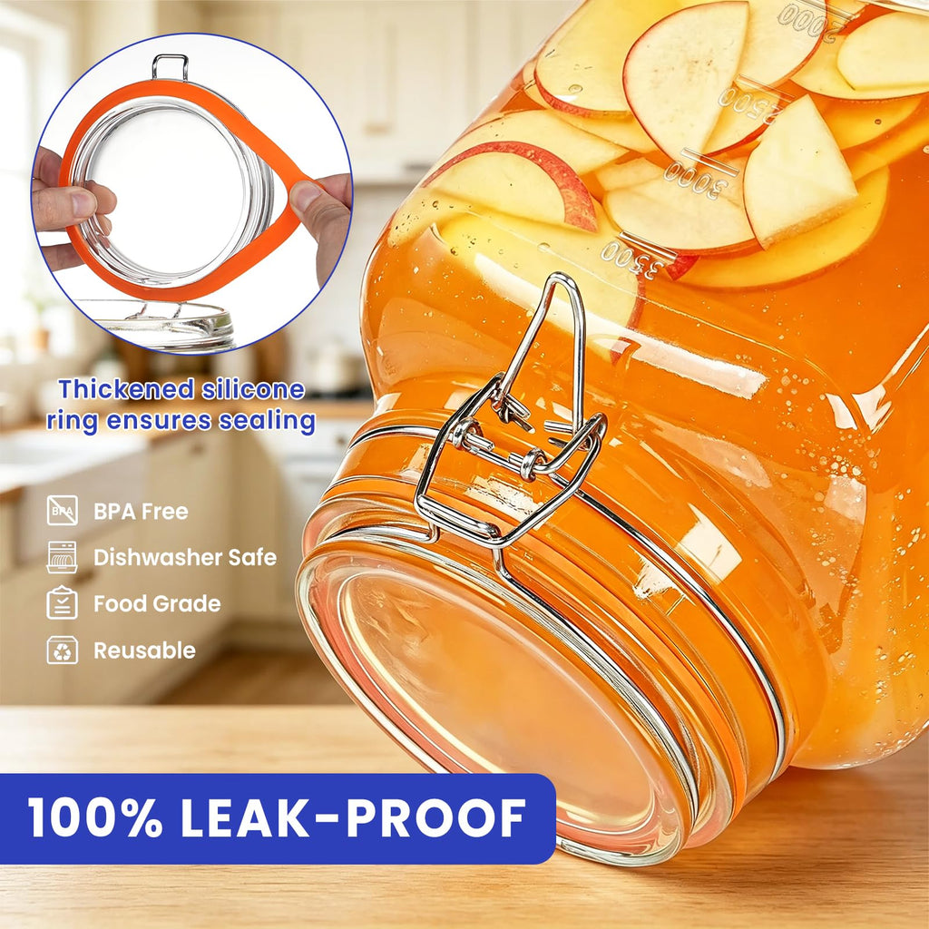 1.1 Gallon Wide Mouth Airtight Glass Storage Containers with Lids
