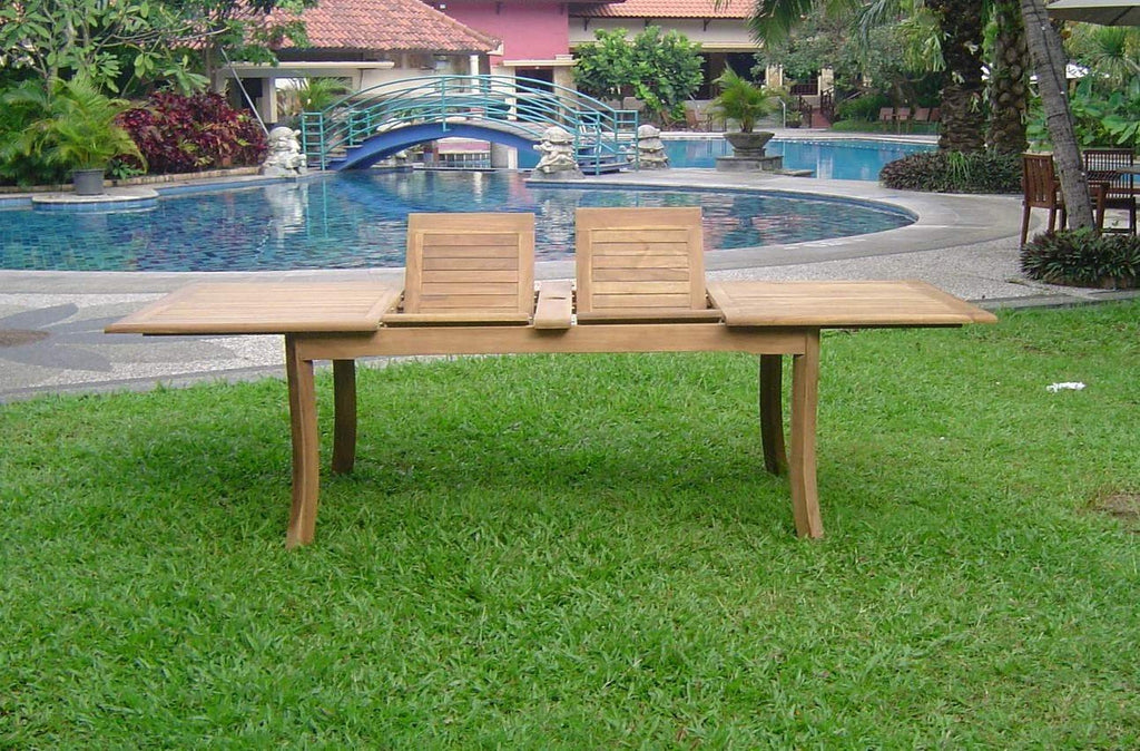 New 11 Pc Luxurious Grade-A Teak Dining Set - Large 117" Rectangle Table and 10 Stacking Arbor Arm Chairs #WHDSABn