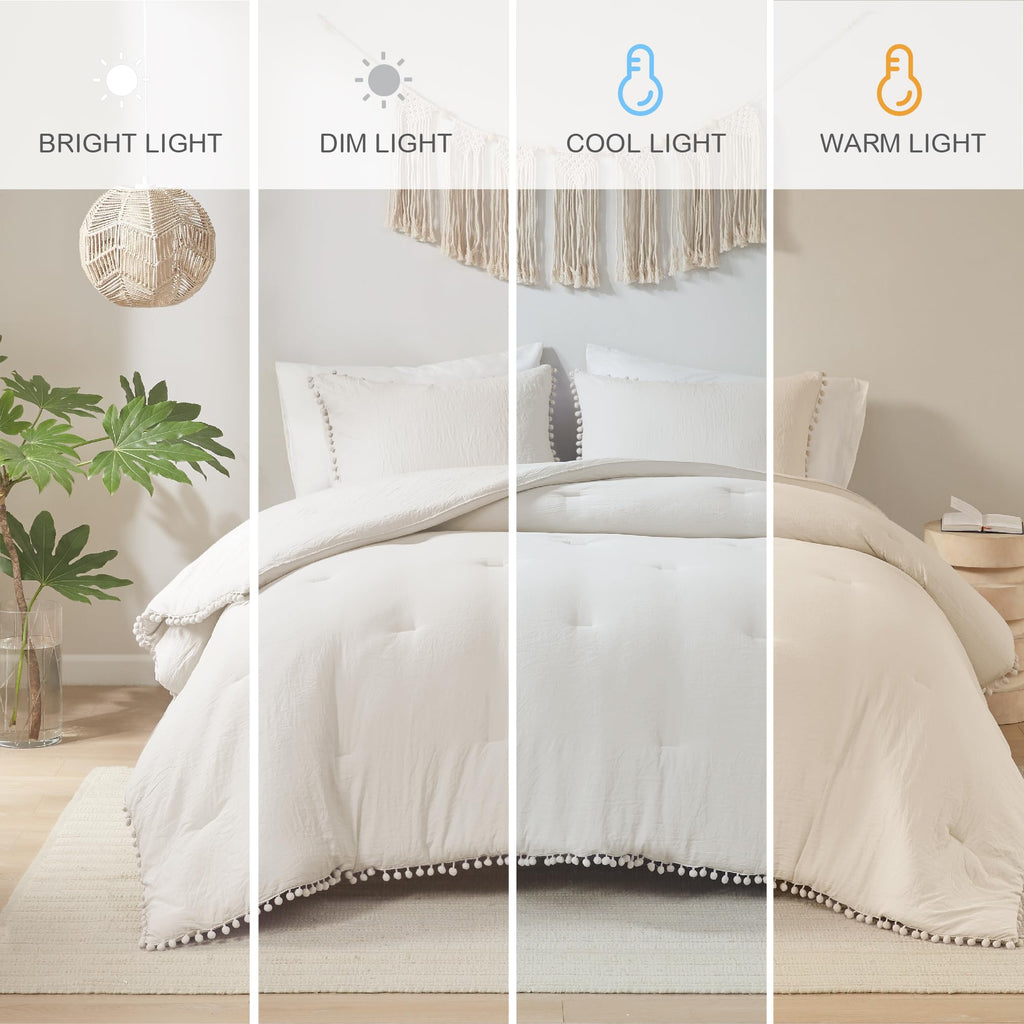 Beige Boho Comforter Set, Queen Size Bedding Sets