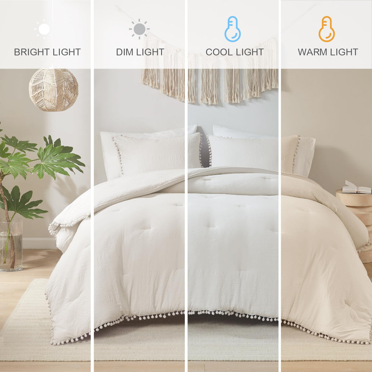 Beige Boho Comforter Set, Queen Size Bedding Sets