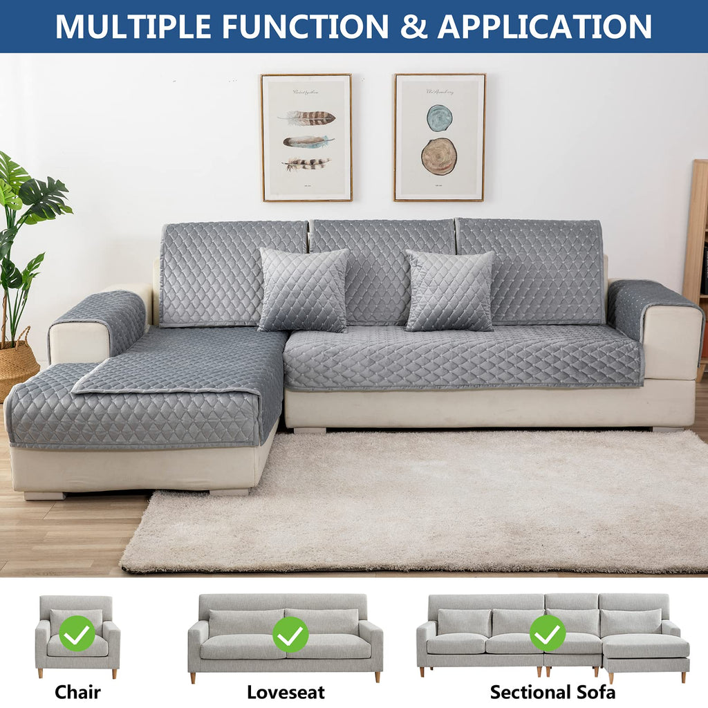 Velvet Sectional Couch Covers for Dogs, Light Gray, 1PC, 36''x82''