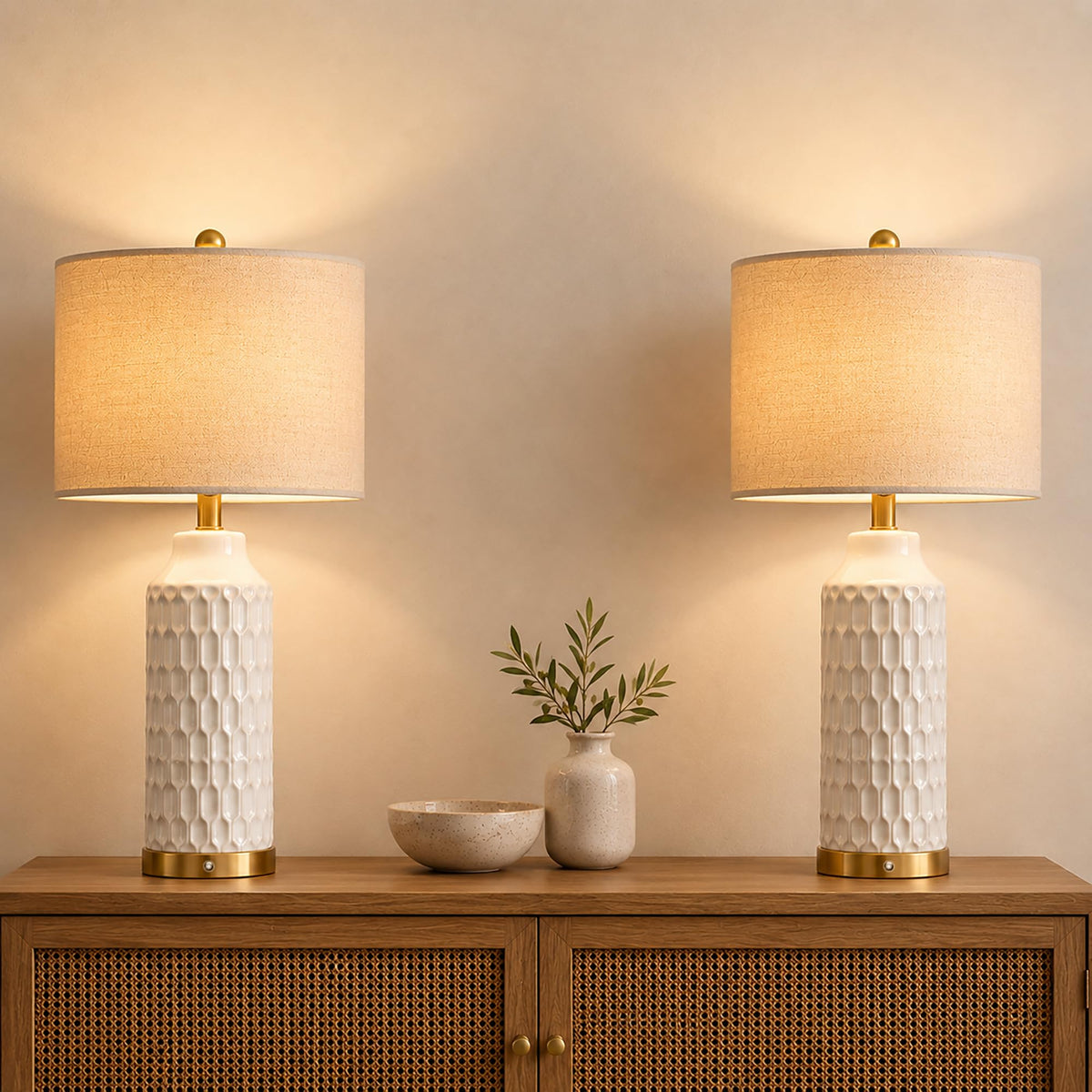 24''Cordless Table Lamp Touch Dimmable Bedside Lamps Set of 2