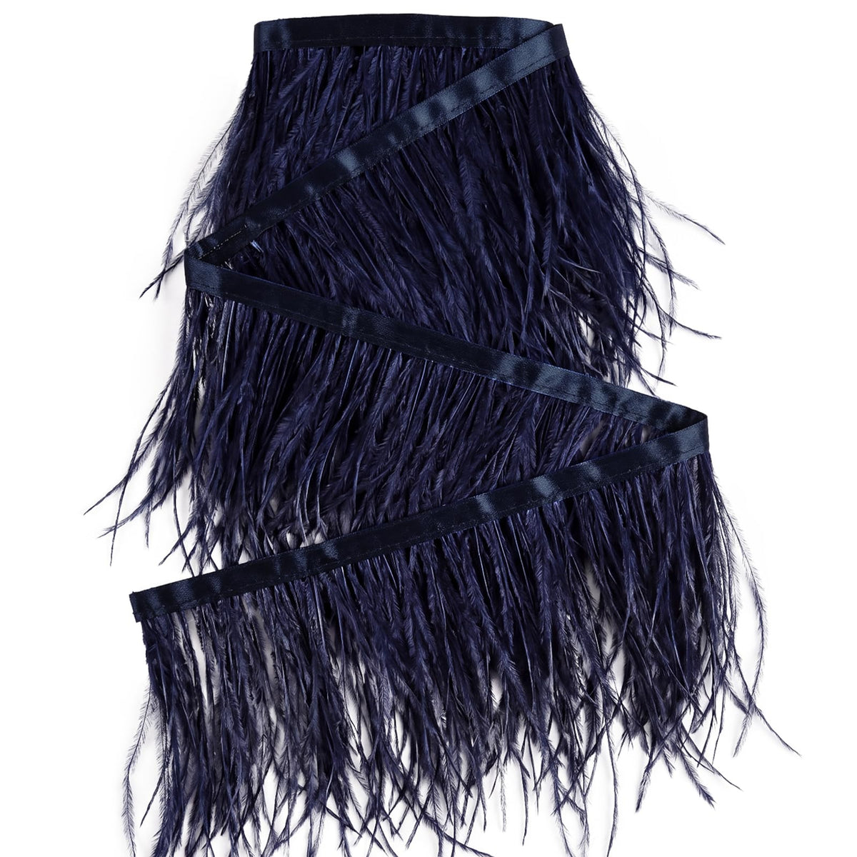 Navy Ostrich Feathers Trim Sewing Fringe 2Yard 4-6inch for DIY Dress Sewing Craft Clothing Latin Wedding Dress