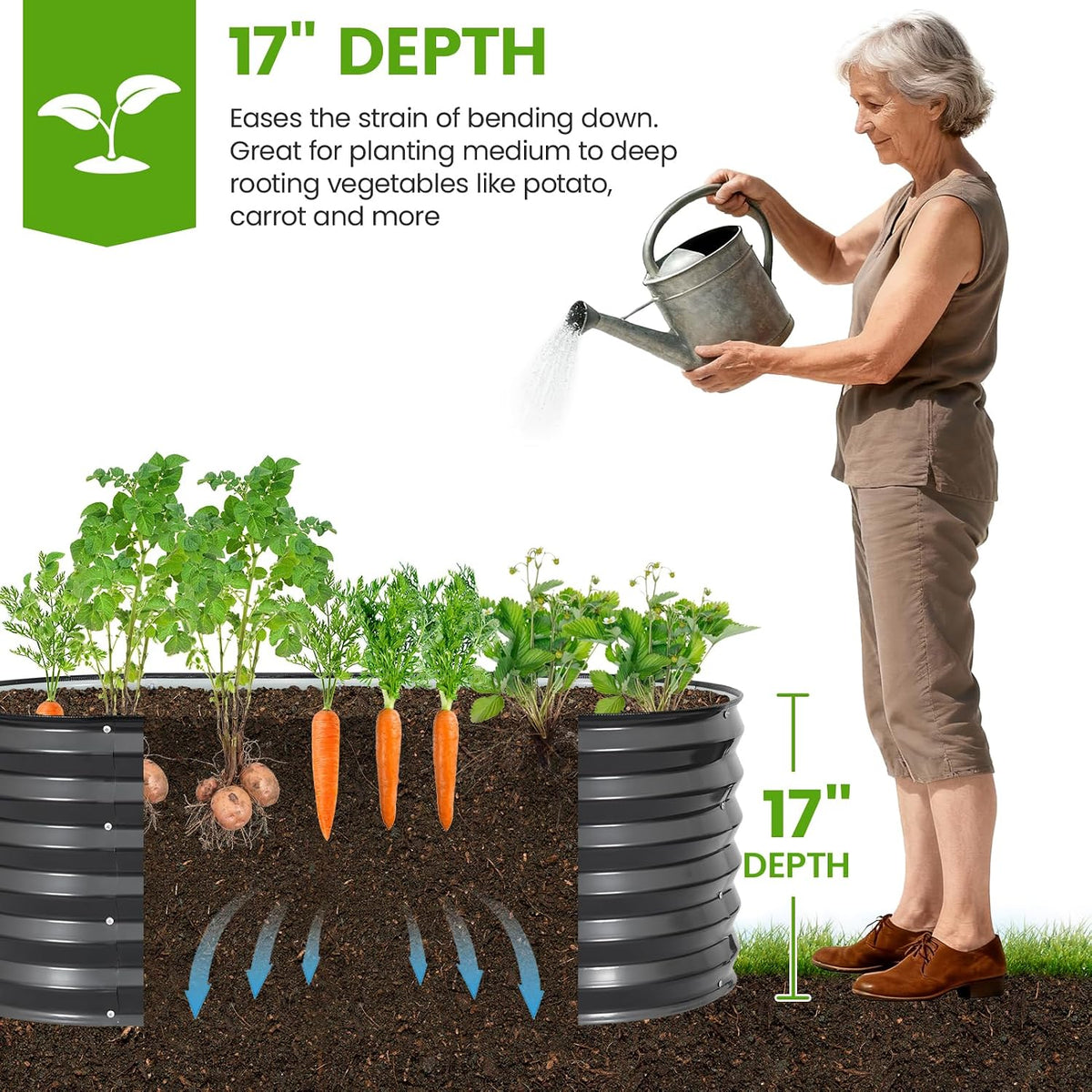 Galvanized Raised Garden Bed,4x2x1.4ft Planter Box for Deep Root Plant 3Pcs | Grey Raised Bed Kit for Gardening with