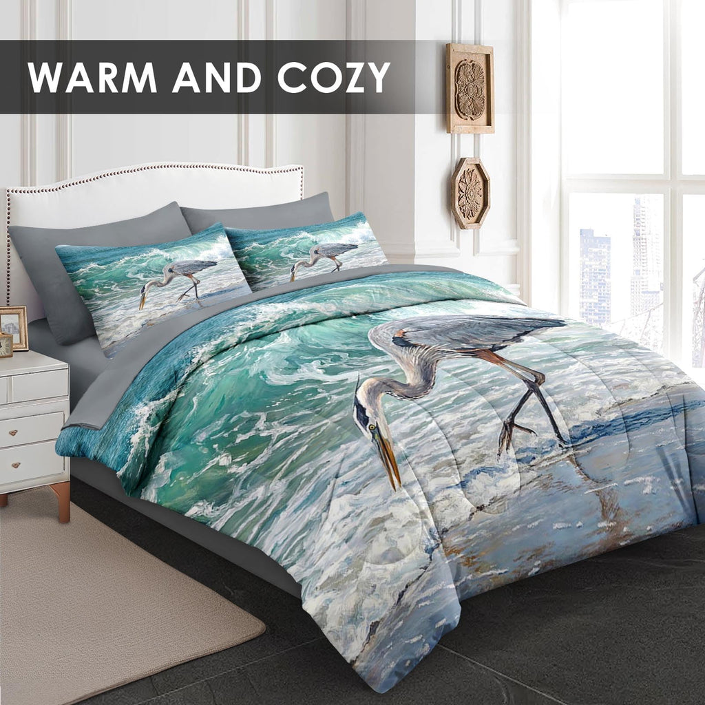 7 Pcs Comforter Set, Bird Coastal Bedding