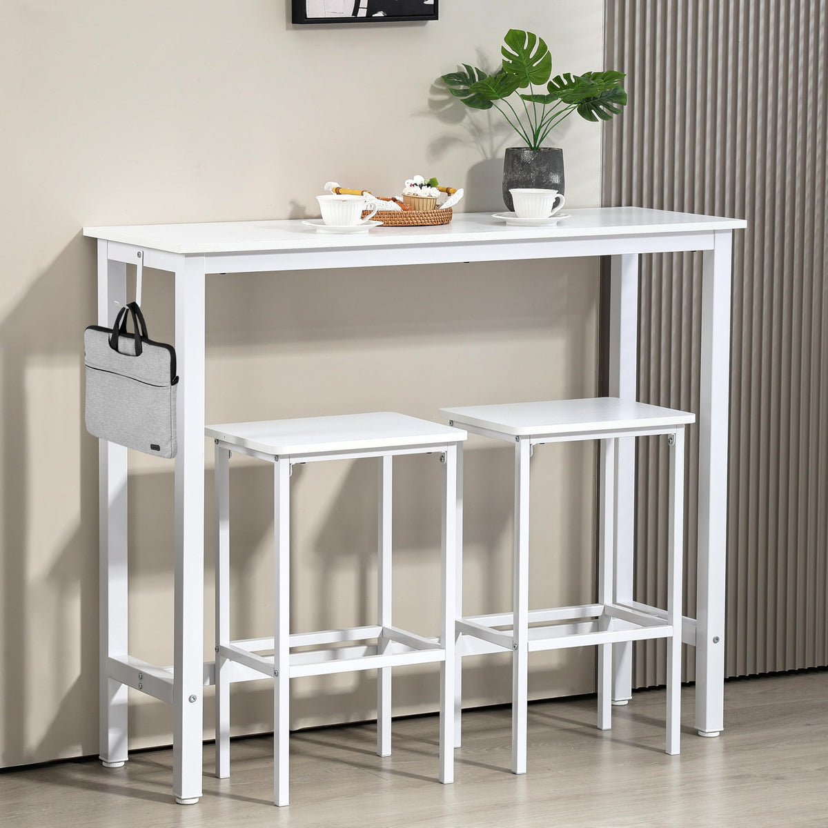 47" Industrial Bar Table Set with 2 Stools - Counter Height Dining & Pub Table for Small Spaces, Kitchen, Apartment