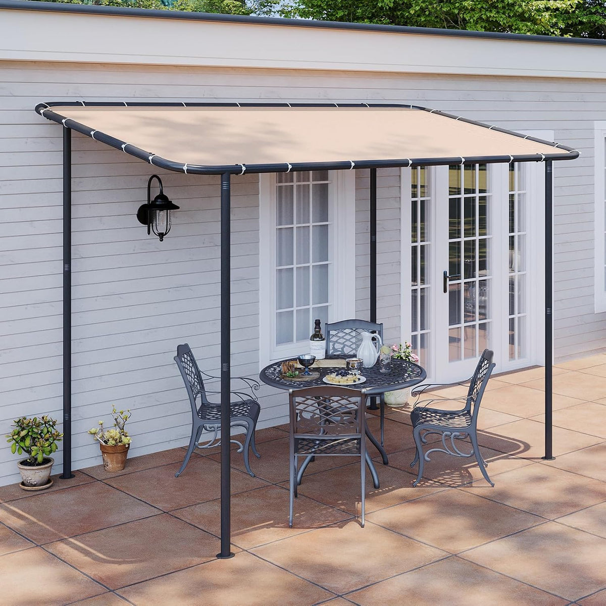10x6 Lean to Gazebo Outdoor Pergola with Water Resistant & UV-Resistant