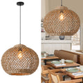 Rattan Pendant Light, 13.78" Seagrass Chandelier