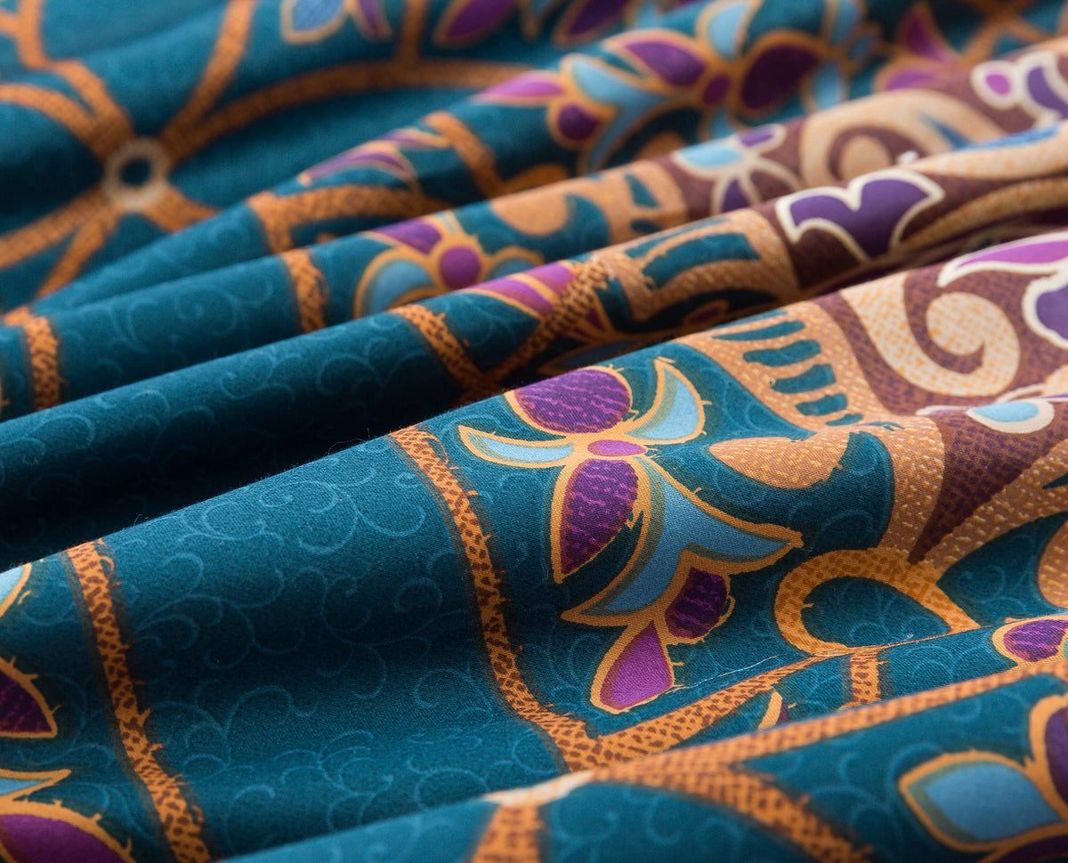 Venetian Damask Bohemian Paisley Duvet Cover Set Boho Chic Watercolor Medallion Egyptian Cotton Sateen Luxury