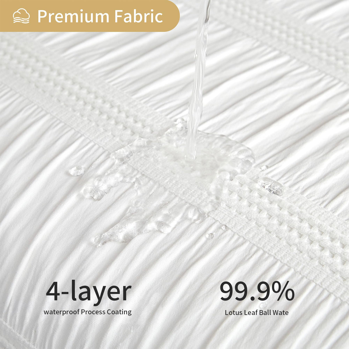Extra Long White Shower Curtain Farmhouse, 72 x 84 Cotton Blend Waffle Tufted Striped Chic Textured Fabric Shower