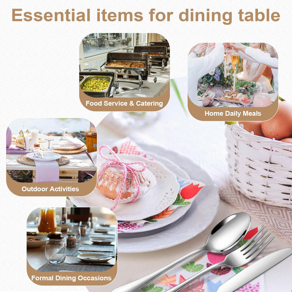 50-Piece Silverware Set for 10, Food Grade Stainless Steel Flatware Set, Mirror Polished Cutlery Utensil Set with