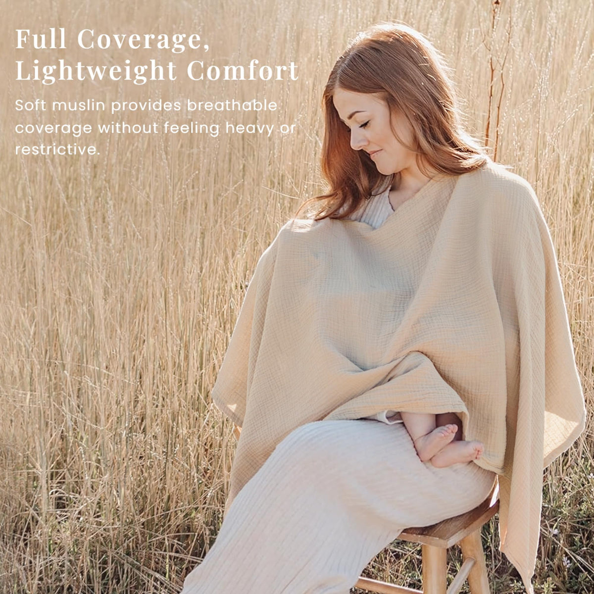 Muslin Nursing Cover for Women, 360° Full Privacy Poncho
