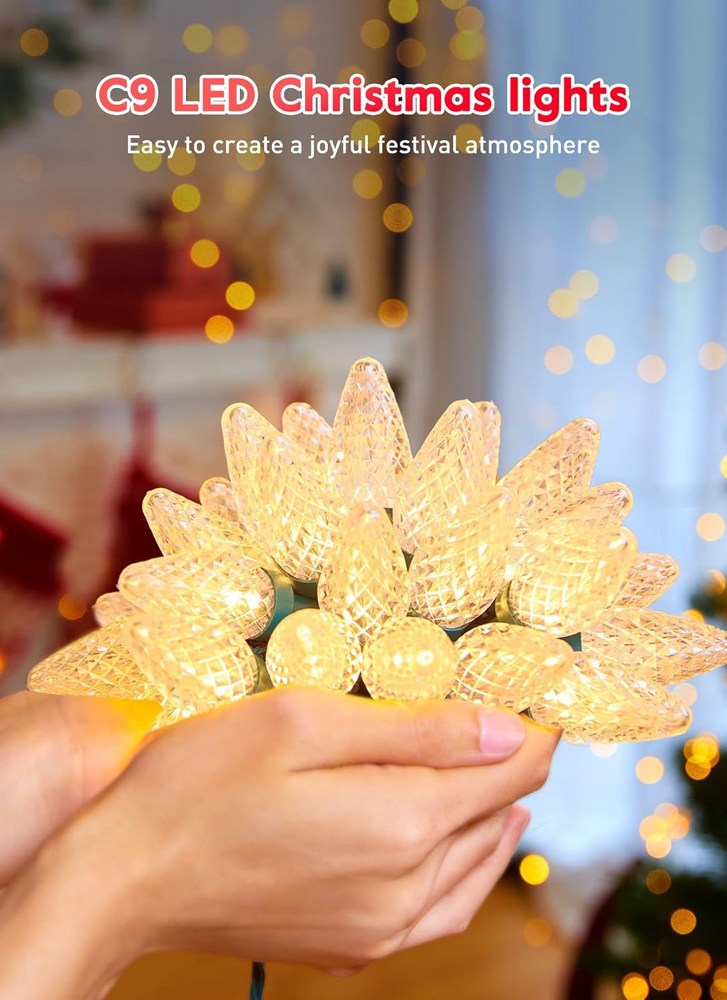 C9 Christmas String Lights, 100FT LED Warm White Outdoor Lights