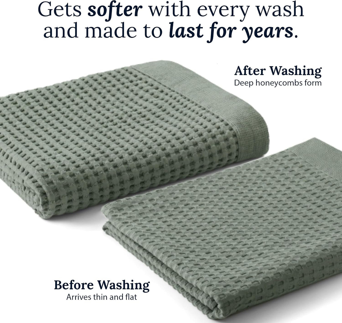 Waffle Bath Sheet Quick Dry Towel, Thin Luxury Bath Towels, Bath Sheets 40x80 Large Bath Towels, Modern Style (Sage