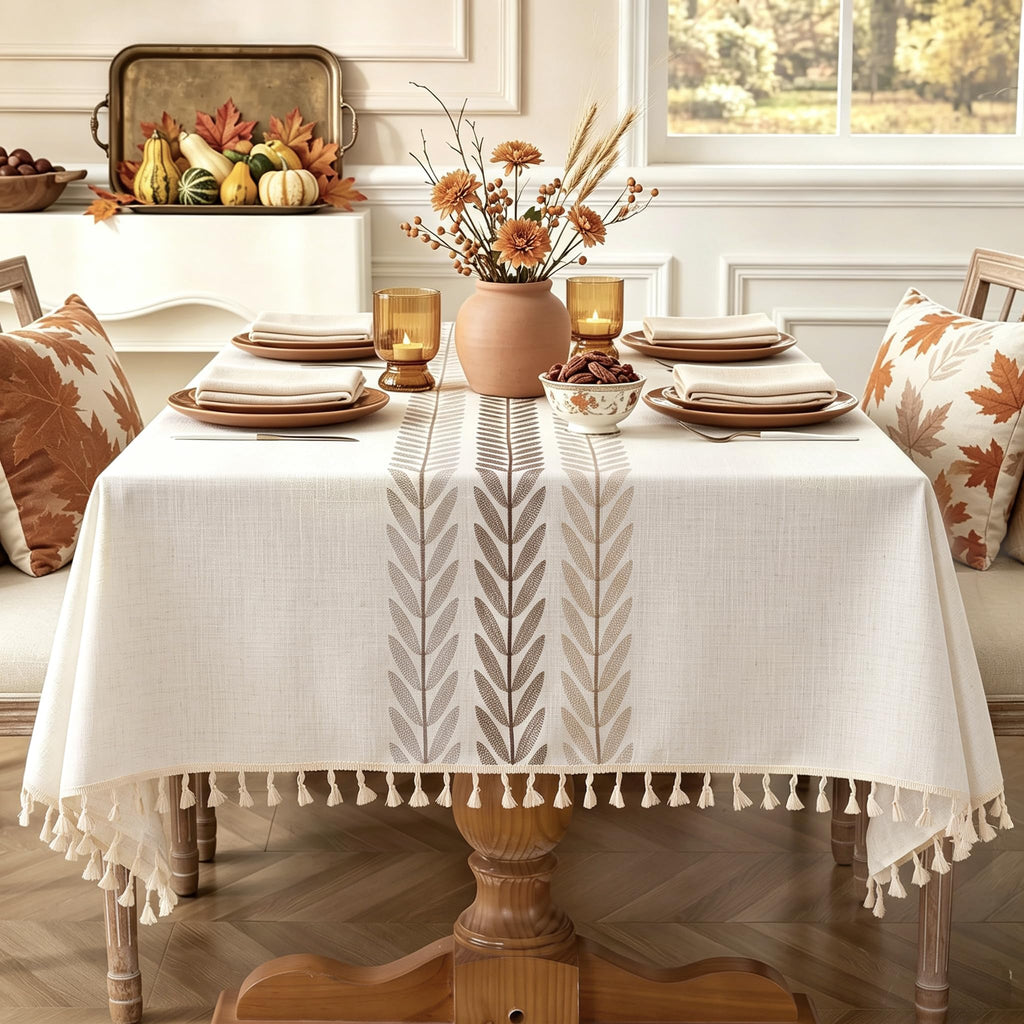 Cotton Linen Waterproof Tablecloth for Dining Table Farmhouse Kitchen Square Table Cloth Coffee Wrinkle Free Cover