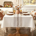 Cotton Linen Waterproof Tablecloth for Dining Table Farmhouse Kitchen Square Table Cloth Coffee Wrinkle Free Cover