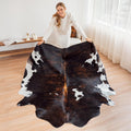 100% Genuine Brazilian Cowhide Rug - Dark Tricolor - Luxury Cowskin Leather Area Rug Décor 7 x 6 feet