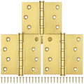 Ball Bearing Door Hinges, 4 x 4 Inches, Brushed Gold, 3 Pack