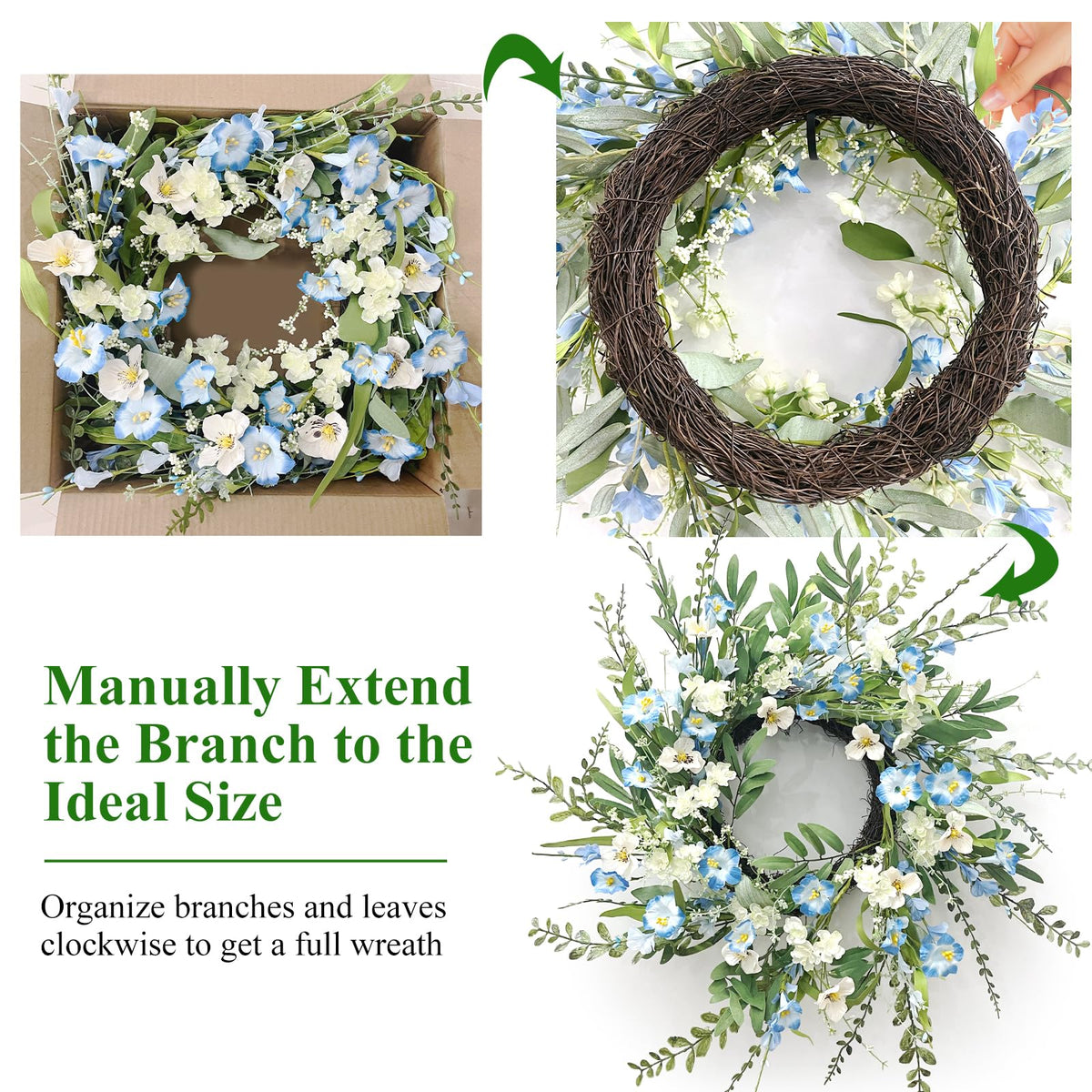 24 Inch Fall Wreath for Front Door Artificial FloralWreath