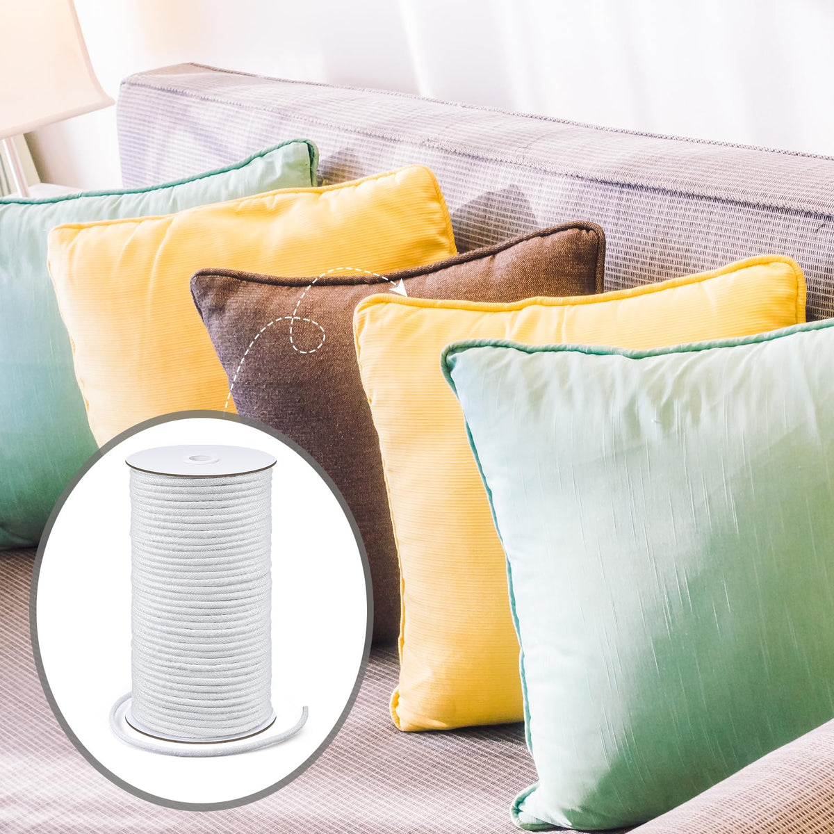 5/32" Firm Synthetic Upholstery Welt Cord Braided Cording for Sewing Synthetic Cord for Upholstery Pillows Welting
