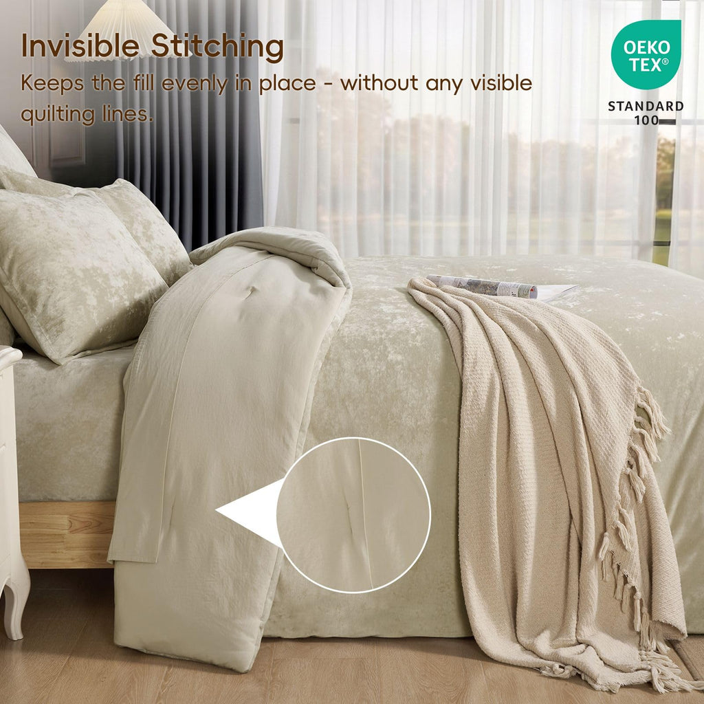 Crushed Velvet Comforter King Sand, 5-Pc Winter Set