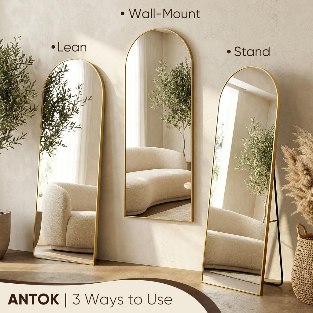 76" x34" Arched Full Length Mirror, Floor Mirror with Stand,Gold