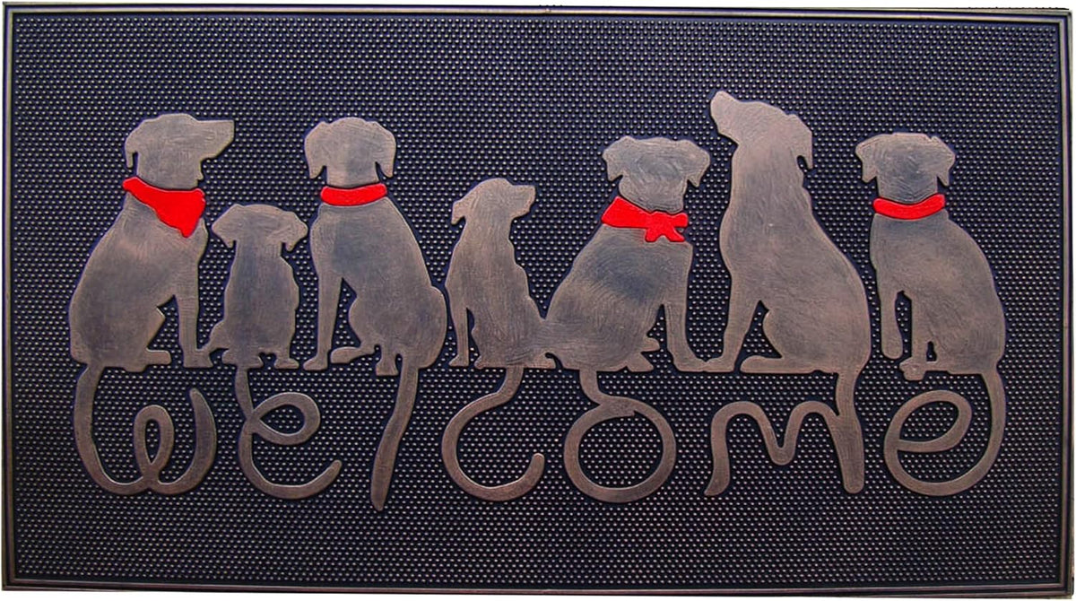 Rubber Welcome Doormat Indoor Entrance, Non-Slip Backing Front Door Mat for High Traffic Area Use, Fun Designed