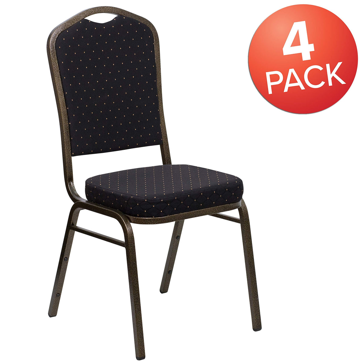 Hercules Crown Back Stackable Banquet Chair, Black, 4-Pack