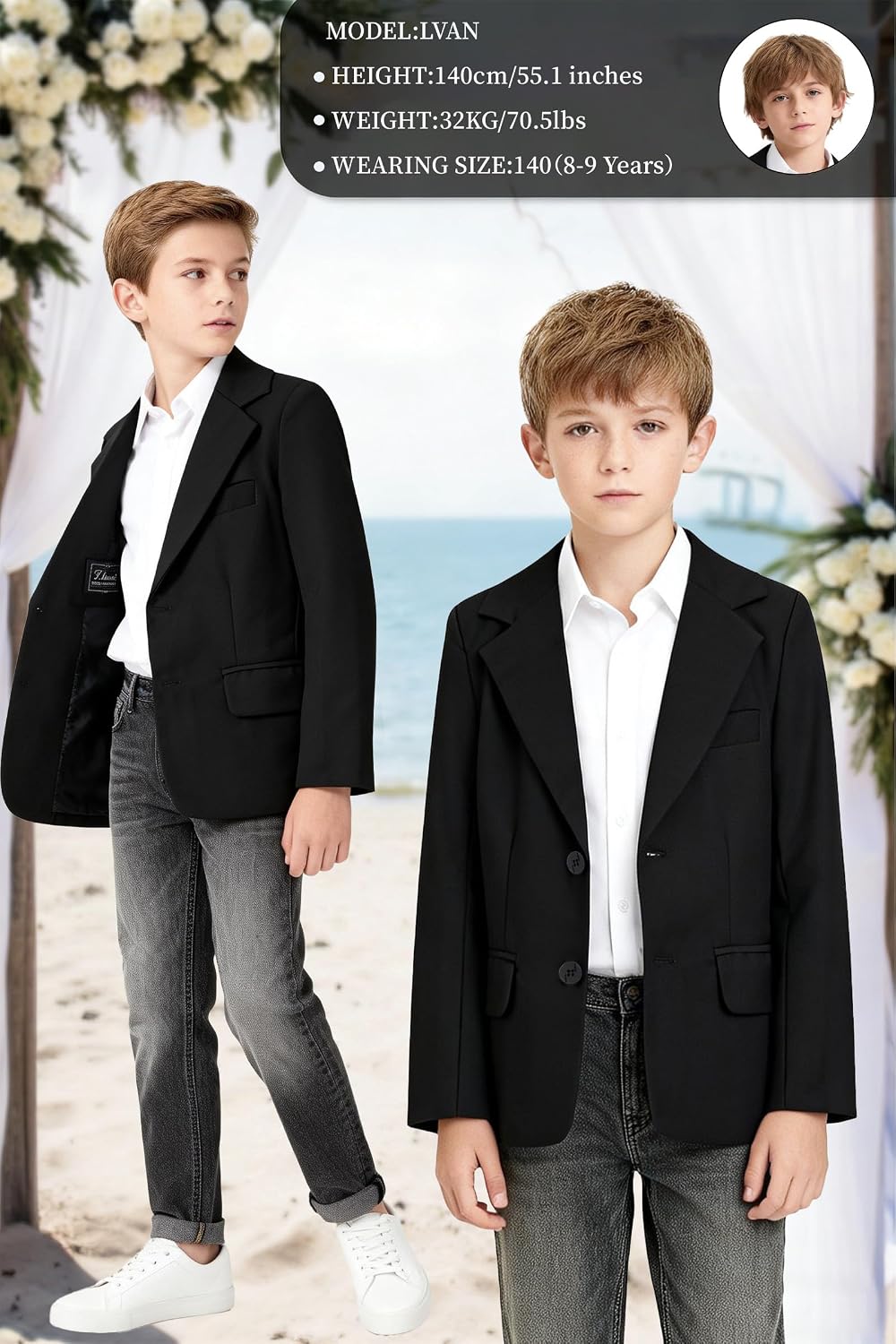 Boys Blazer Kids Suit Jacket Sport Coat Formal Dress Outfits