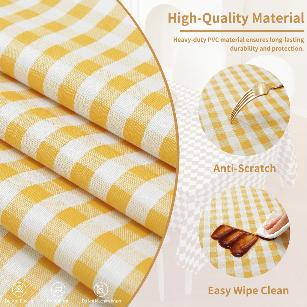 Rectangle Table Cloth, Vinyl Tablecloth, 60" x 84", Warm Yellow