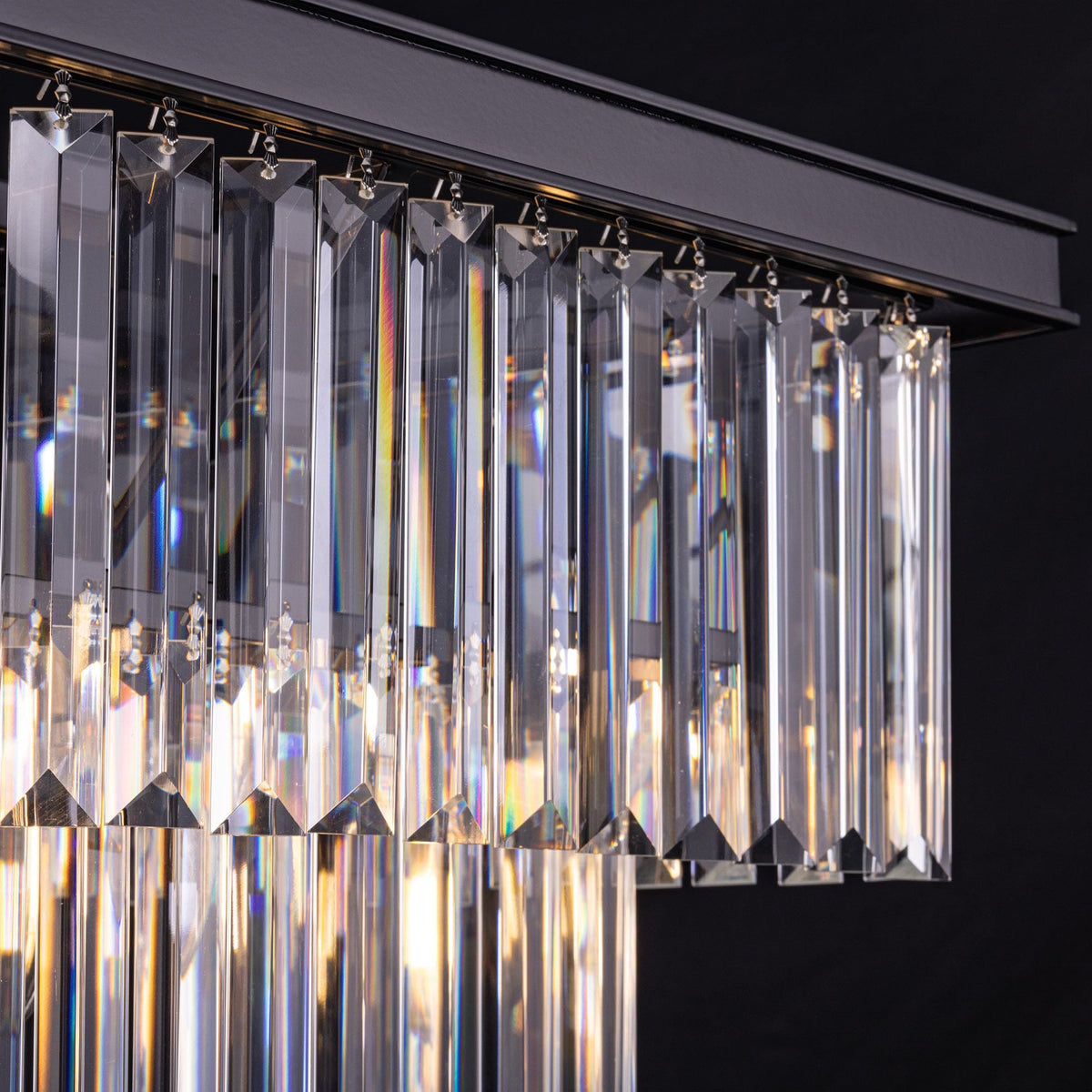 Crystal Chandelier 47-inch, 11-Light Modern Rectangular Black Chandelier Ceiling Hanging, Linear Chandeliers Light