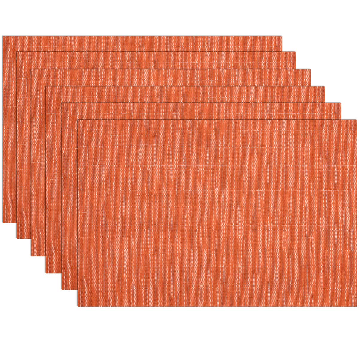 Orange Fall Placemats Set of 6 Woven Vinyl Autumn Place Mats