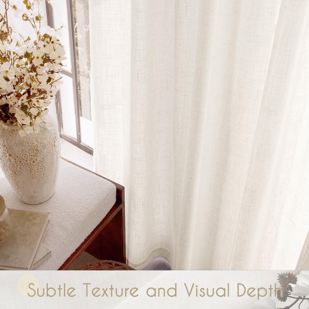 Semi Sheer Natural Curtains Modern Farmhouse Dining Room Bedroom 52X110