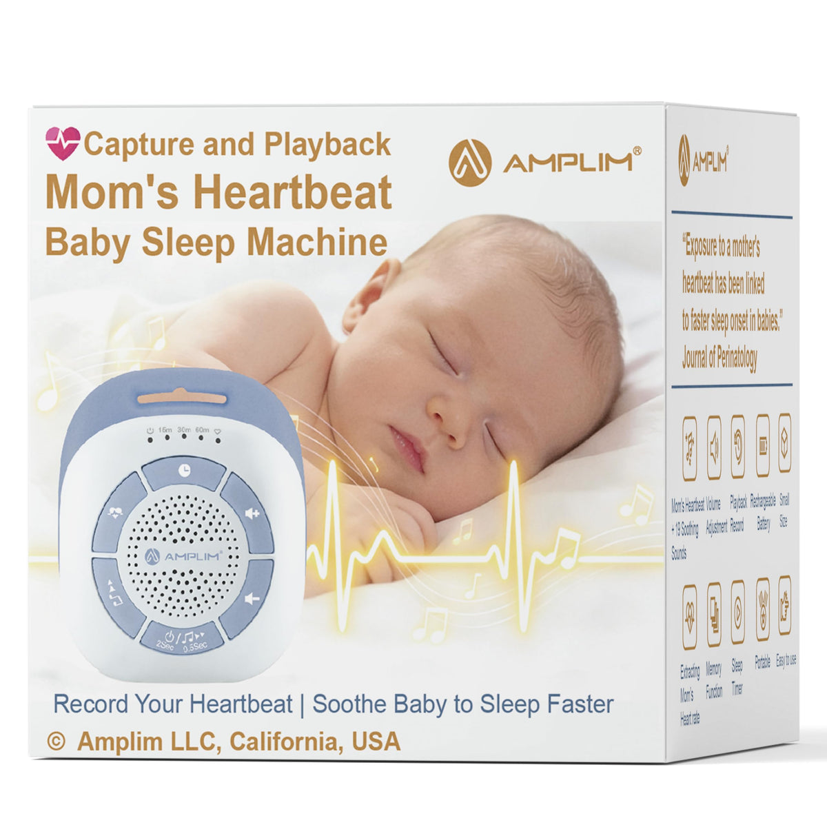 Mom's Real Heartbeat Soother Sound Sleep Machine for Newborn