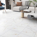 15-Sheet White Vinyl Flooring Peel and Stick Bathroom Floor Tiles Waterproof Pink Marble Peel and Stick Floor Tile