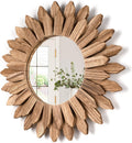 Wall Mirror Decorative 12 inch Rustic Wood Mirror Sunburst Boho Mirror Bedroom Living Room Bathroom House Warming