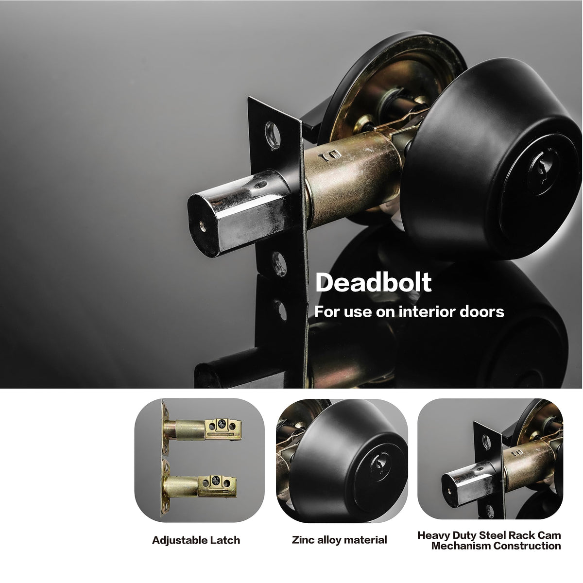 Front Door Lock Set, Exterior Door Lock Set with Deadbolt, Matte Black 2PCS