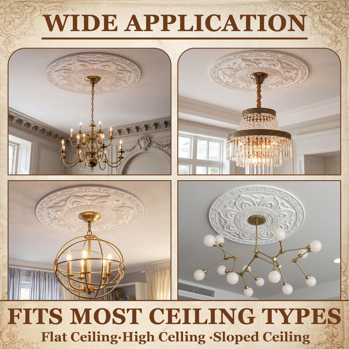 24" OD x 4.72" ID Large Chandelier Ceiling Fan Medallion