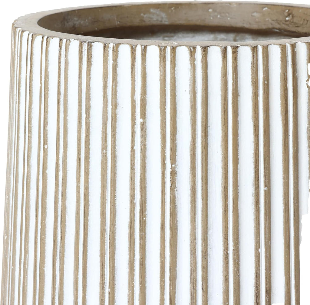 16.1" H Concrete Tall Planter, Large Outdoor Indoor Plant Pot | Drainage Hole with Rubber Plug, Round