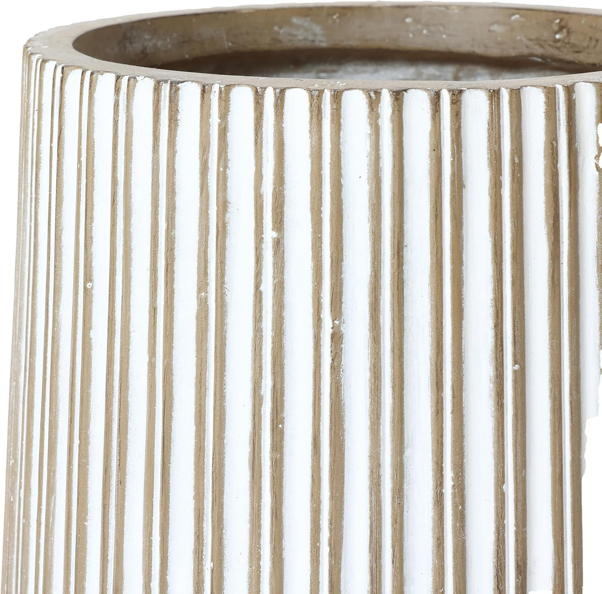 16.1" H Concrete Tall Planter, Large Outdoor Indoor Plant Pot | Drainage Hole with Rubber Plug, Round