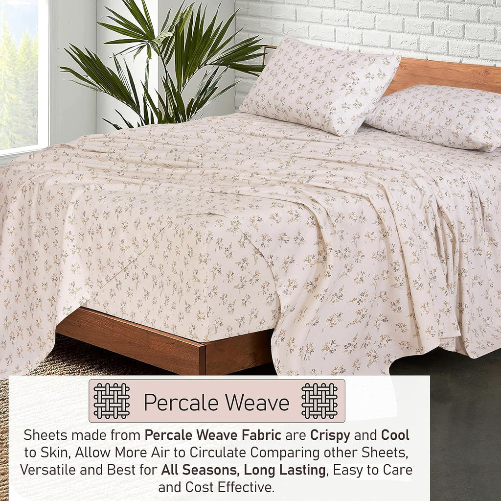 100% Cotton Split King Sheets, Percale Sheet Set, Twin Spring