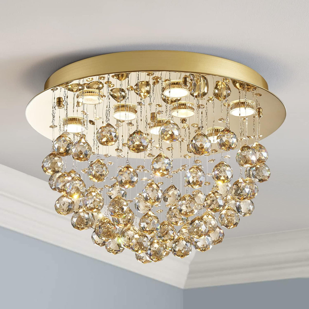 9-Light Modern K9 Crystal Chandelier Light Fixture for Dining and Living Rooms